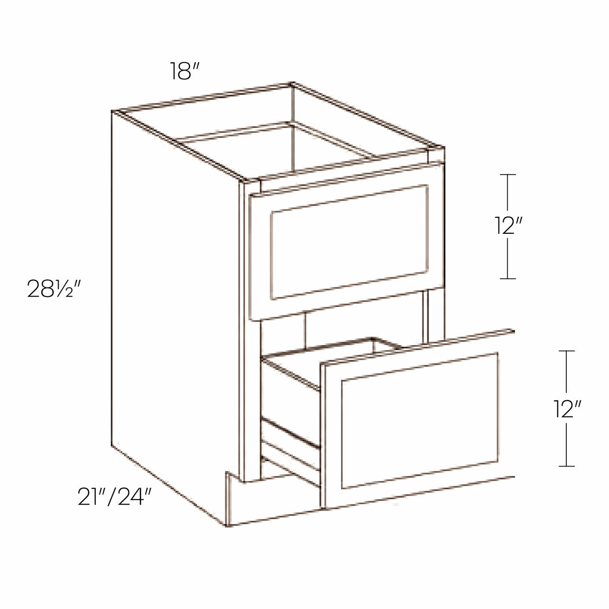 RTA - Park Avenue White - 18"W x 28.5"H x 24"D - Desk Drawer Cabinet