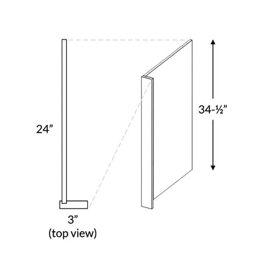 Dishwasher Return Panel| Matrix Silver | 3W x 34.5H x 24D