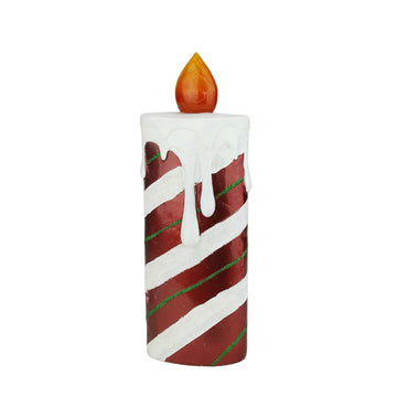 13.75" LED Lighted Festive Candy Cane Striped Candle Christmas Decoration