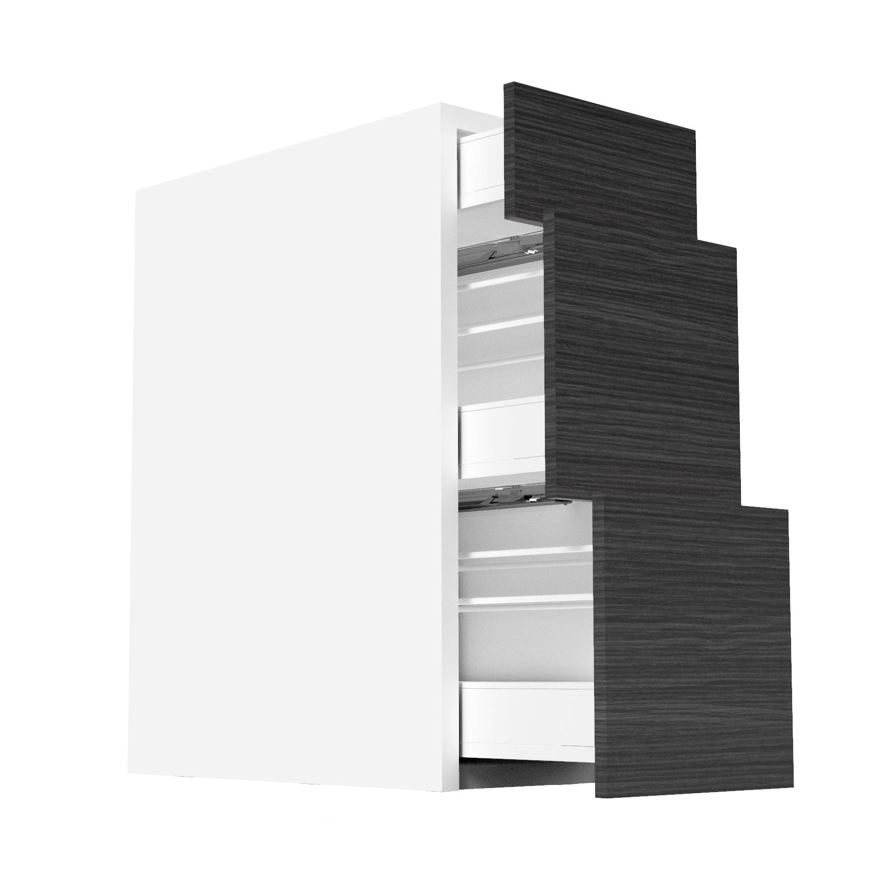 RTA - Dark Wood - Three Drawer Base Cabinets | 12"W x 30"H x 23.8"D