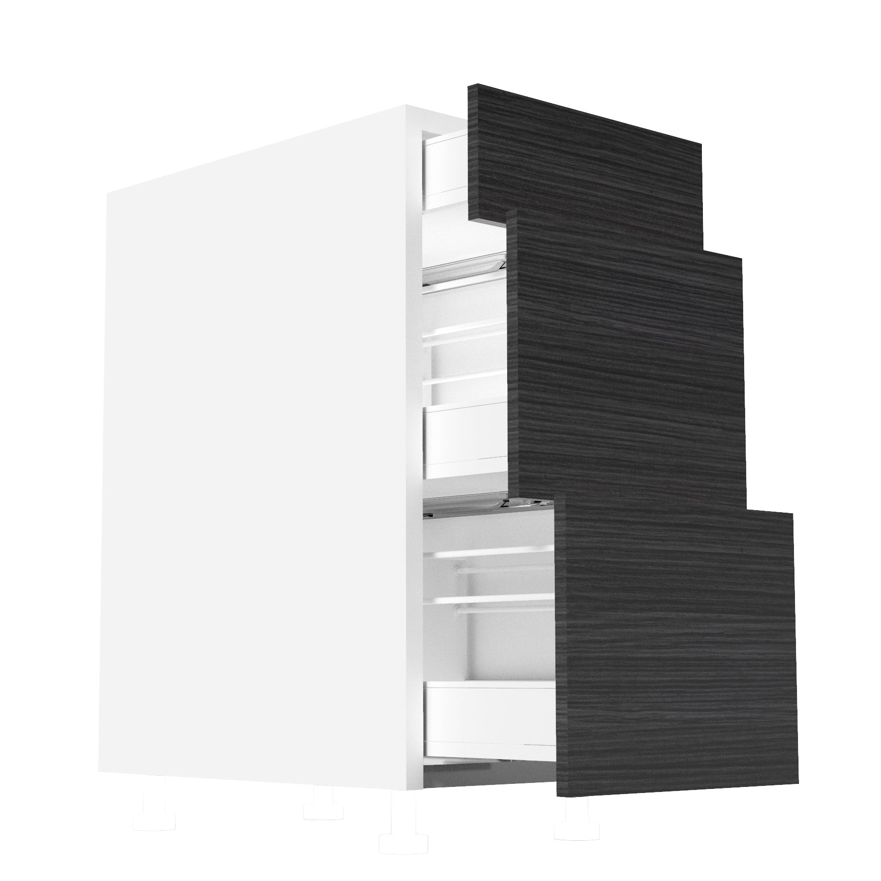 RTA - Dark Wood - Three Drawer Base Cabinets | 15"W x 34.5"H x 24"D