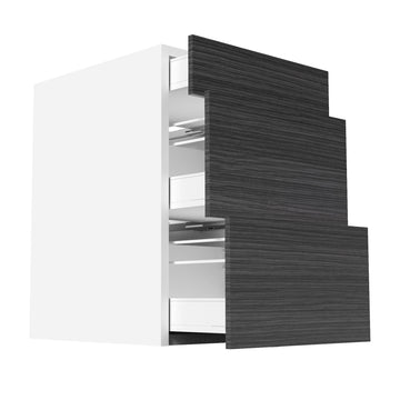 RTA - Dark Wood - Three Drawer Base Cabinets | 21"W x 34.5"H x 24"D