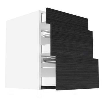 RTA - Dark Wood - Three Drawer Base Cabinets | 24"W x 34.5"H x 24"D