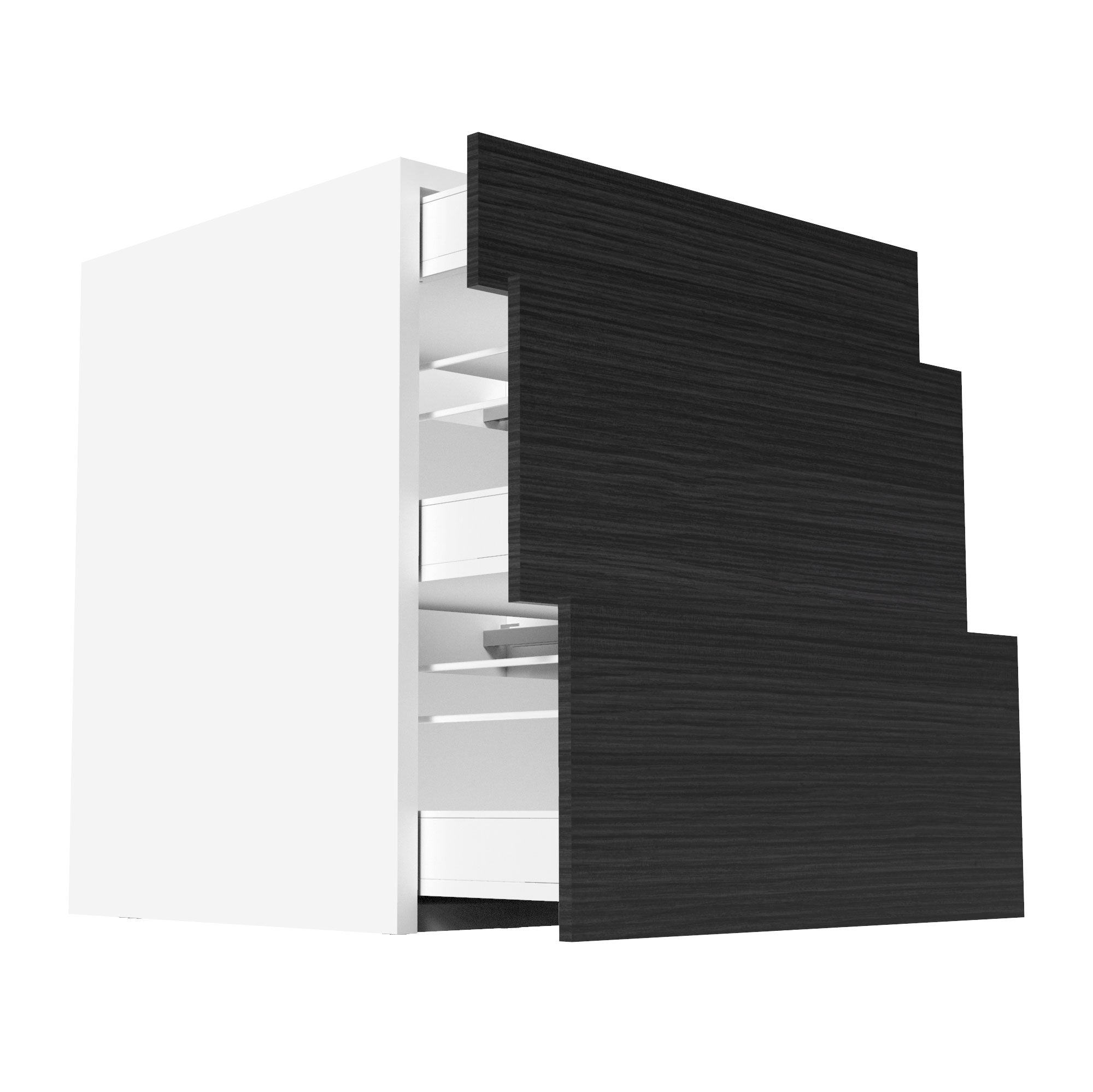 RTA - Dark Wood - Three Drawer Base Cabinets | 27"W x 34.5"H x 24"D