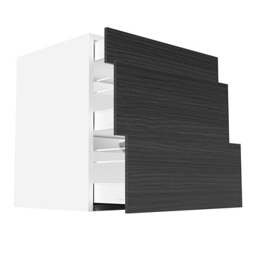 RTA - Dark Wood - Three Drawer Base Cabinets | 30"W x 30"H x 23.8"D