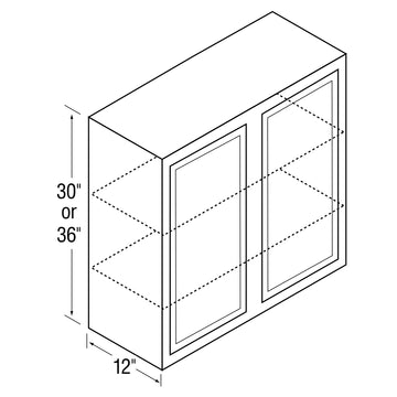 36 inch Wall Cabinets - Warmwood Shaker - 30 Inch W x 36 Inch H x 12 Inch D