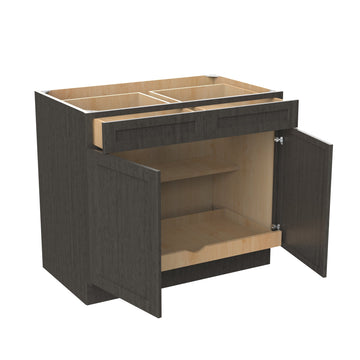 RTA - Elegant Smoky Grey - Double Drawer & Door Base Cabinet | 39