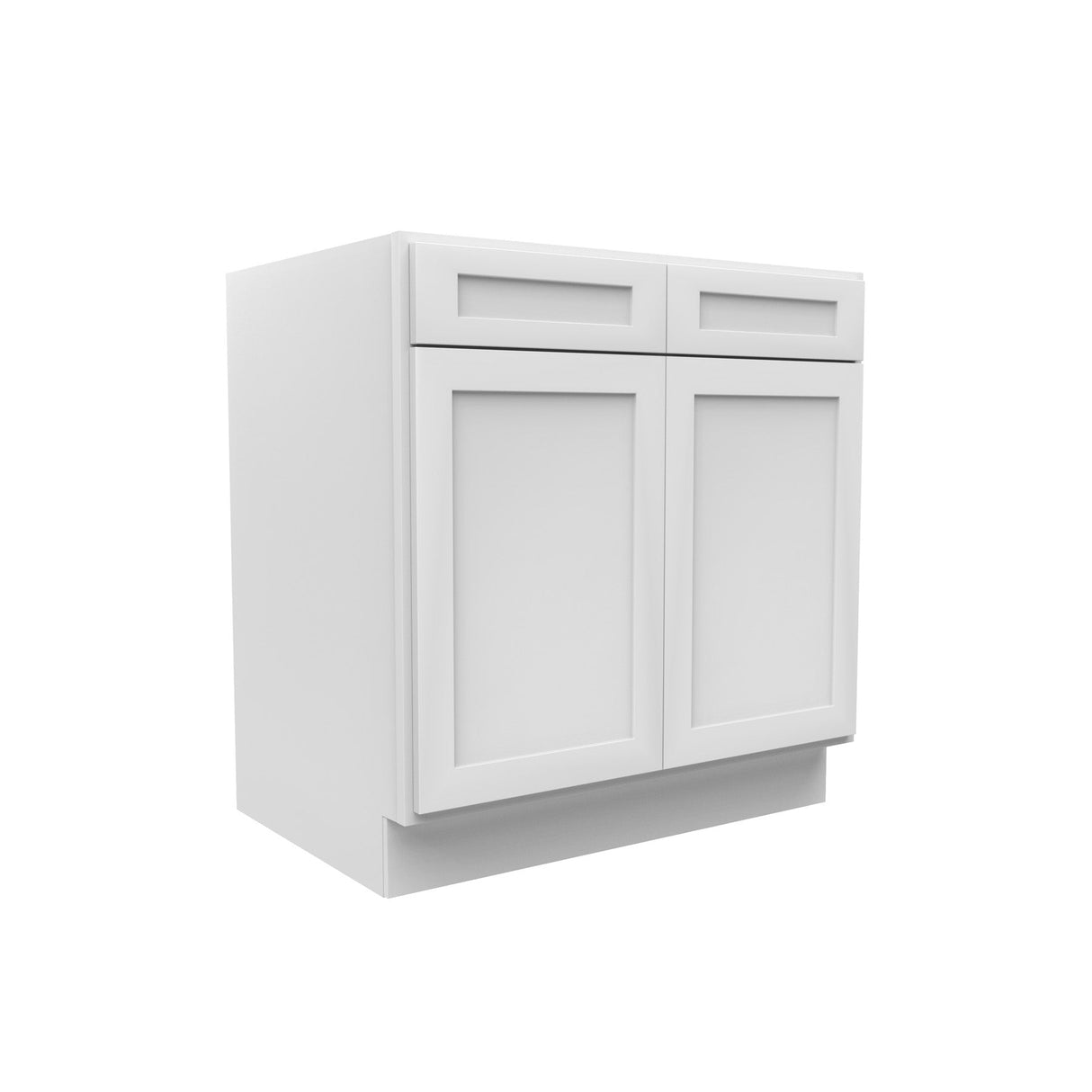 RTA - Elegant White - Double Drawer & Door Base Cabinet | 33"W x 34.5"H x 24"D