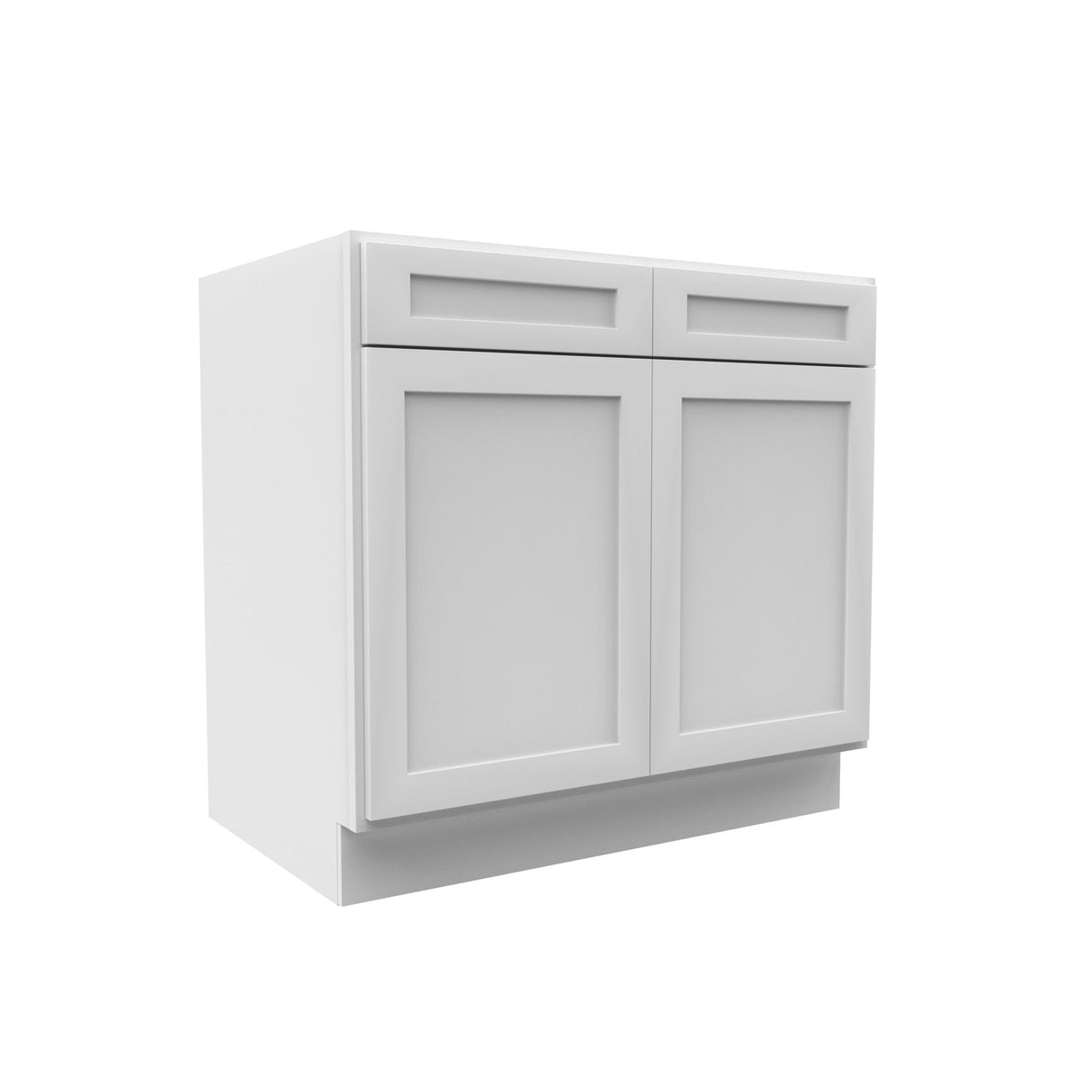 RTA - Elegant White - Double Drawer & Door Base Cabinet | 36"W x 34.5"H x 24"D