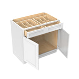 RTA - Elegant White - Double Drawer & Door Base Cabinet | 36"W x 34.5"H x 24"D