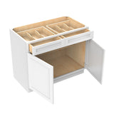 RTA - Elegant White - Double Drawer & Door Base Cabinet | 42"W x 34.5"H x 24"D