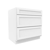 RTA - Elegant White - 3 Drawer Base Cabinet | 33"W x 34.5"H x 24"D