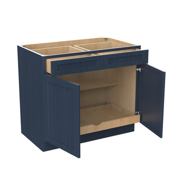RTA - Elegant Ocean Blue - Double Drawer & Door Base Cabinet | 39"W x 34.5"H x 24"D