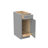 RTA - Elegant Dove - Single Door & Drawer Base Cabinet | 15"W x 34.5"H x 24"D