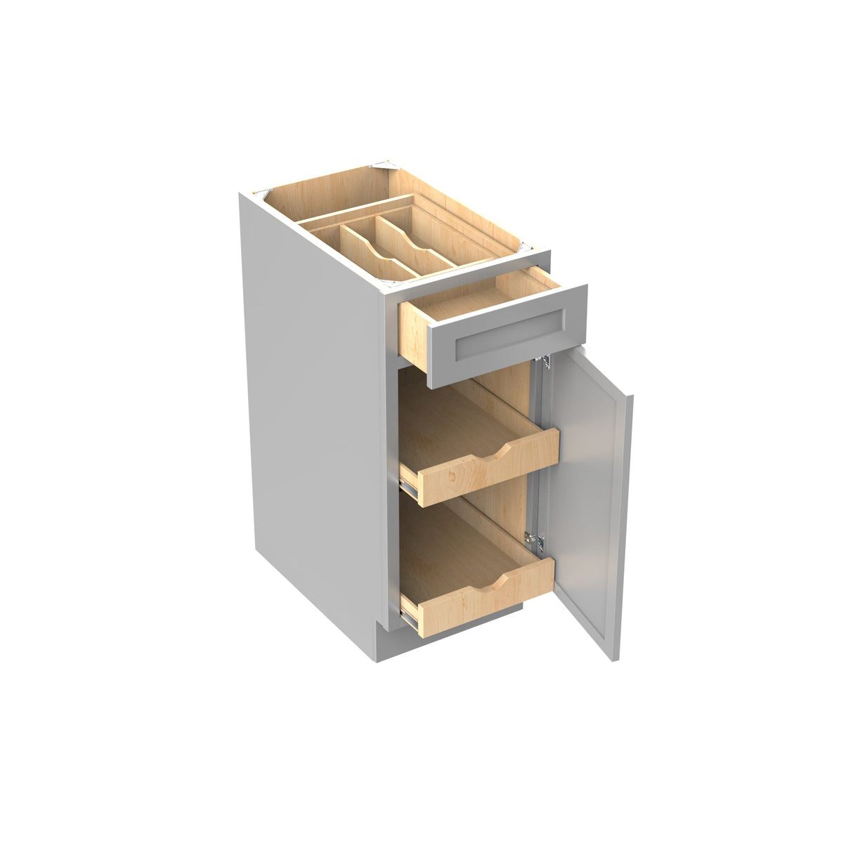 RTA - Elegant Dove - Single Door & Drawer Base Cabinet | 15"W x 34.5"H x 24"D