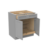 RTA - Elegant Dove - Double Drawer & Door Base Cabinet | 30"W x 34.5"H x 24"D