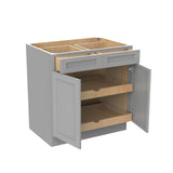 RTA - Elegant Dove - Double Drawer & Door Base Cabinet | 33"W x 34.5"H x 24"D