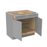 RTA - Elegant Dove - Double Drawer & Door Base Cabinet | 36"W x 34.5"H x 24"D