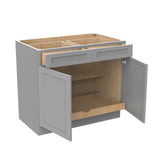 RTA - Elegant Dove - Double Drawer & Door Base Cabinet | 39"W x 34.5"H x 24"D