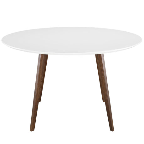 Platter Round Dining Table - Coated Fiberboard Farmhouse Dining Table Set - BUILDMYPLACE