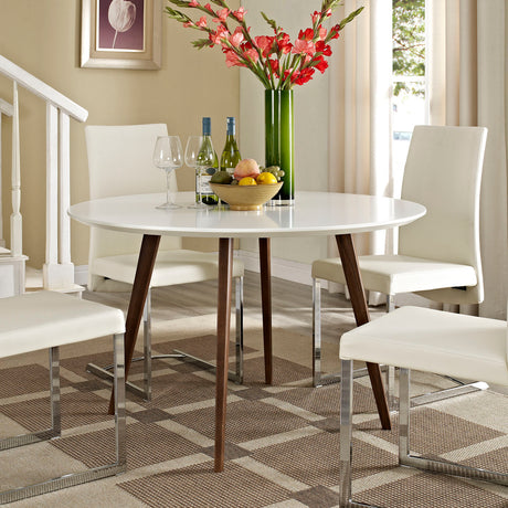 Platter Round Dining Table - Coated Fiberboard Farmhouse Dining Table Set - BUILDMYPLACE