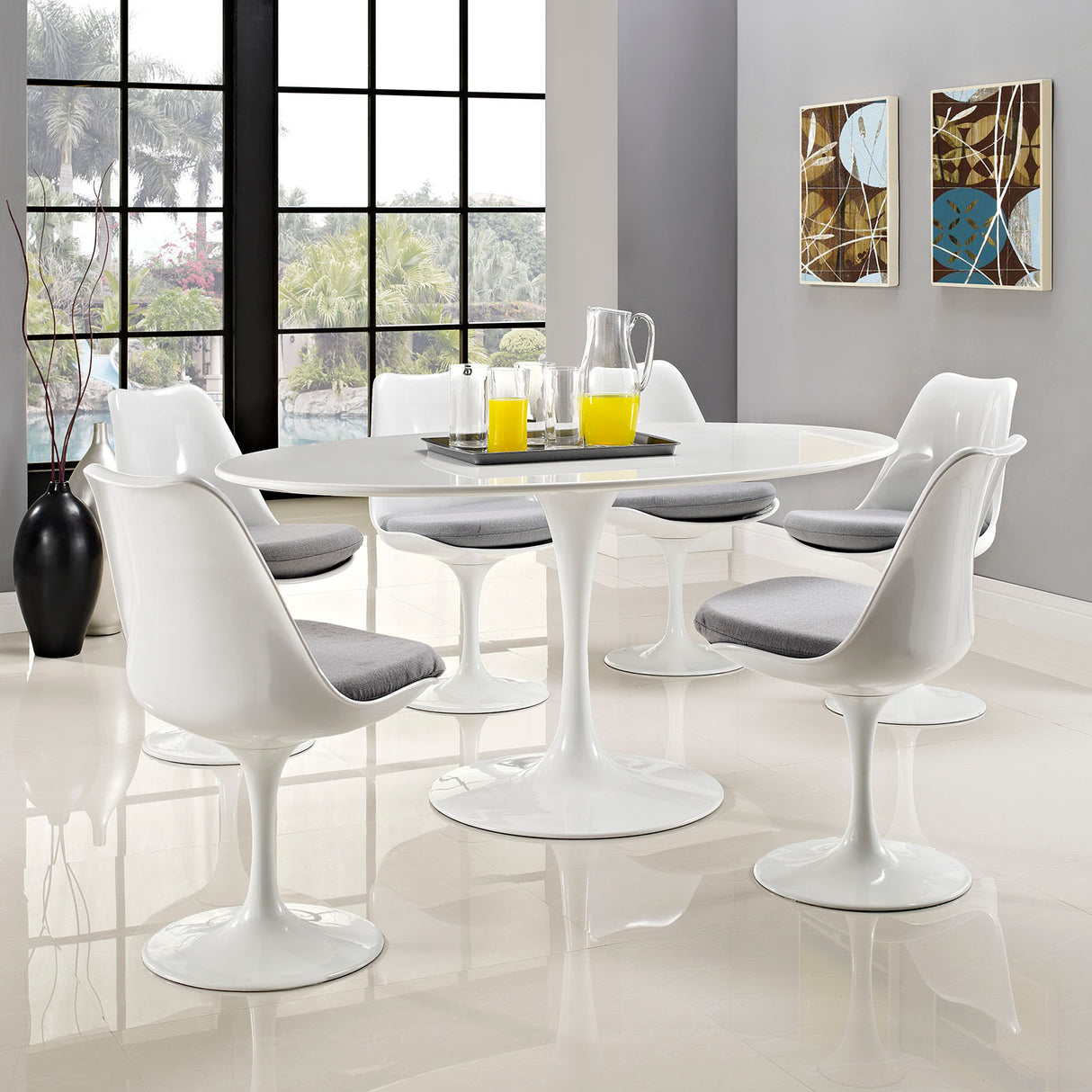 Lippa 60"  Oval Wood Top Dining Room Table Set - Modern Dining Table Set - BUILDMYPLACE