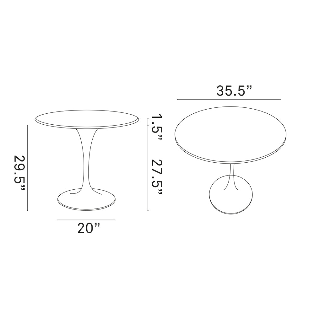 Lippa 36" Round Artifical Marble Dining Room Table Set - Modern Dining Table Set - BUILDMYPLACE