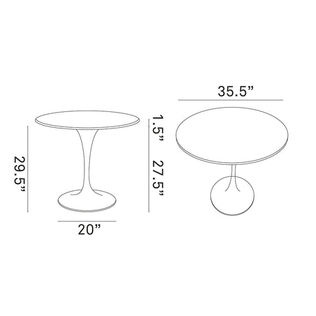 Lippa 36" Round Artifical Marble Dining Room Table Set - Modern Dining Table Set - BUILDMYPLACE