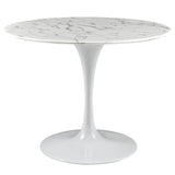 Lippa 40" Round Artifical Marble Dining Room Table Set - Modern Dining Table Set - BUILDMYPLACE