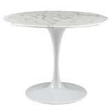 Lippa 40" Round Artifical Marble Dining Room Table Set - Modern Dining Table Set - BUILDMYPLACE