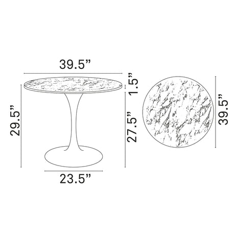 Lippa 40" Round Artifical Marble Dining Room Table Set - Modern Dining Table Set - BUILDMYPLACE