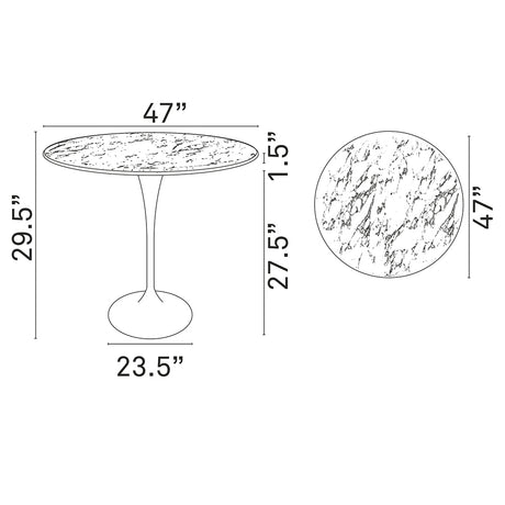 Lippa 47" Round Artifical Marble Dining Room Table Set - Modern Dining Table Set - BUILDMYPLACE