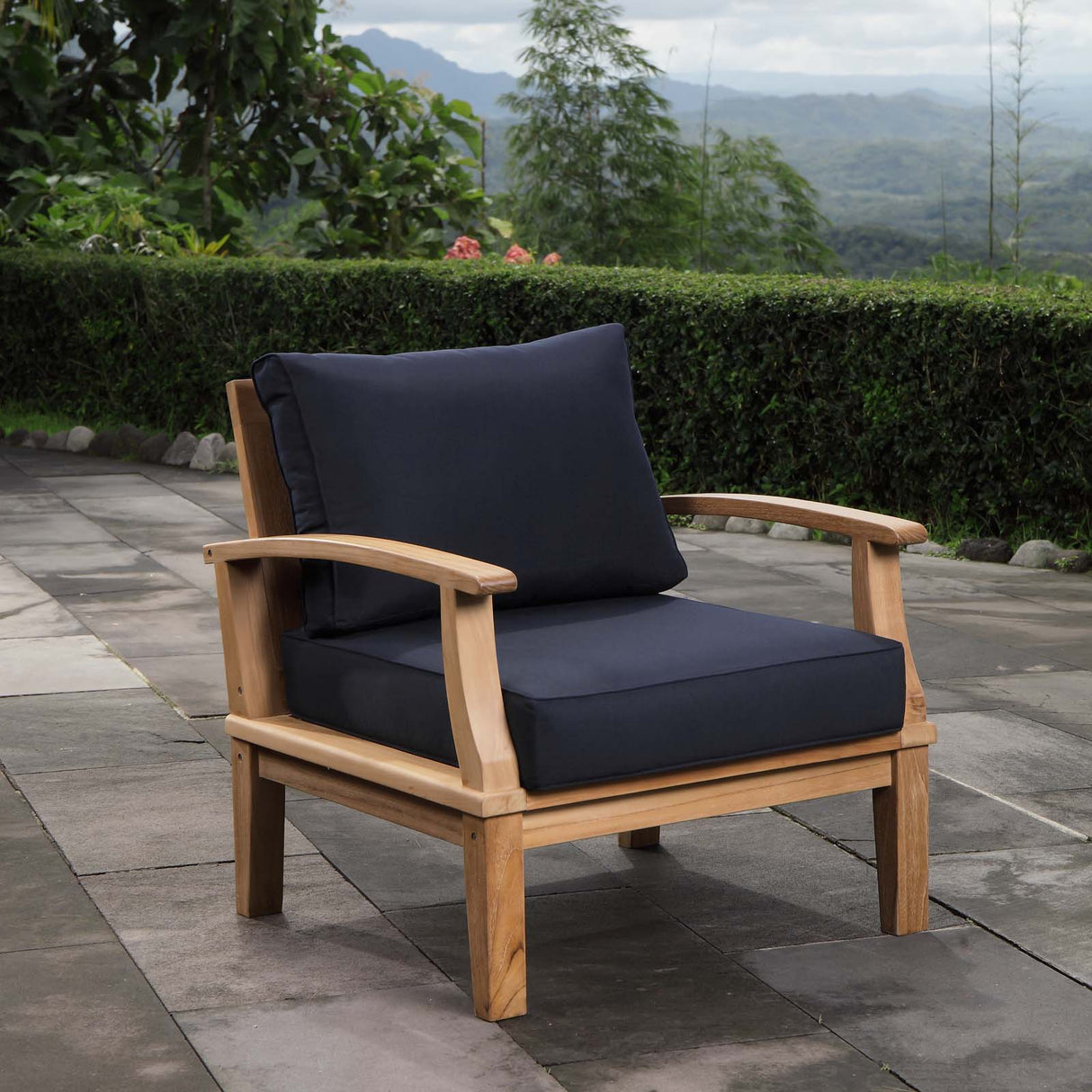 Marina Outdoor Patio Teak Armchair - BUILDMYPLACE