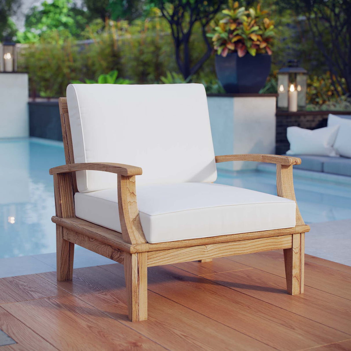 Marina Outdoor Patio Teak Armchair - BUILDMYPLACE