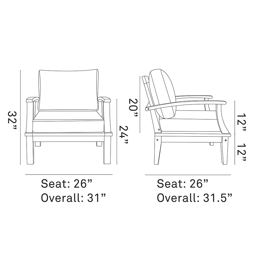 Marina Outdoor Patio Teak Armchair - BUILDMYPLACE