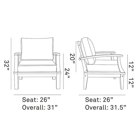 Marina Outdoor Patio Teak Armchair - BUILDMYPLACE