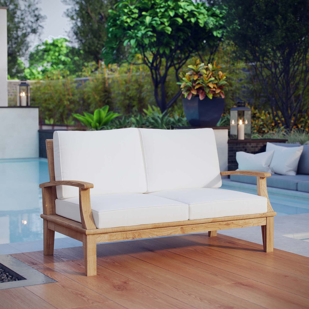 Marina Outdoor Patio Teak Loveseat - BUILDMYPLACE