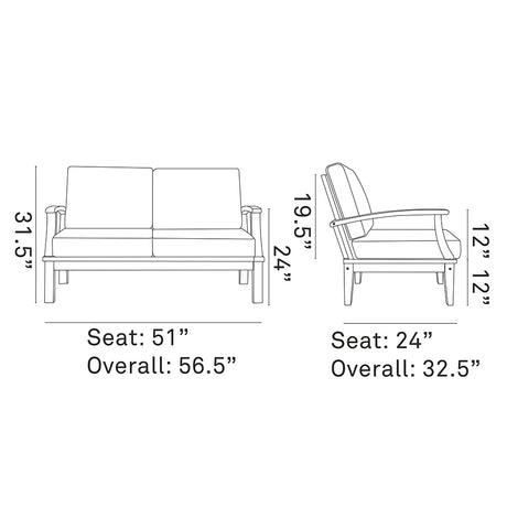 Marina Outdoor Patio Teak Loveseat - BUILDMYPLACE