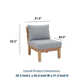 Marina Armless Outdoor Patio Teak Sofa - BUILDMYPLACE