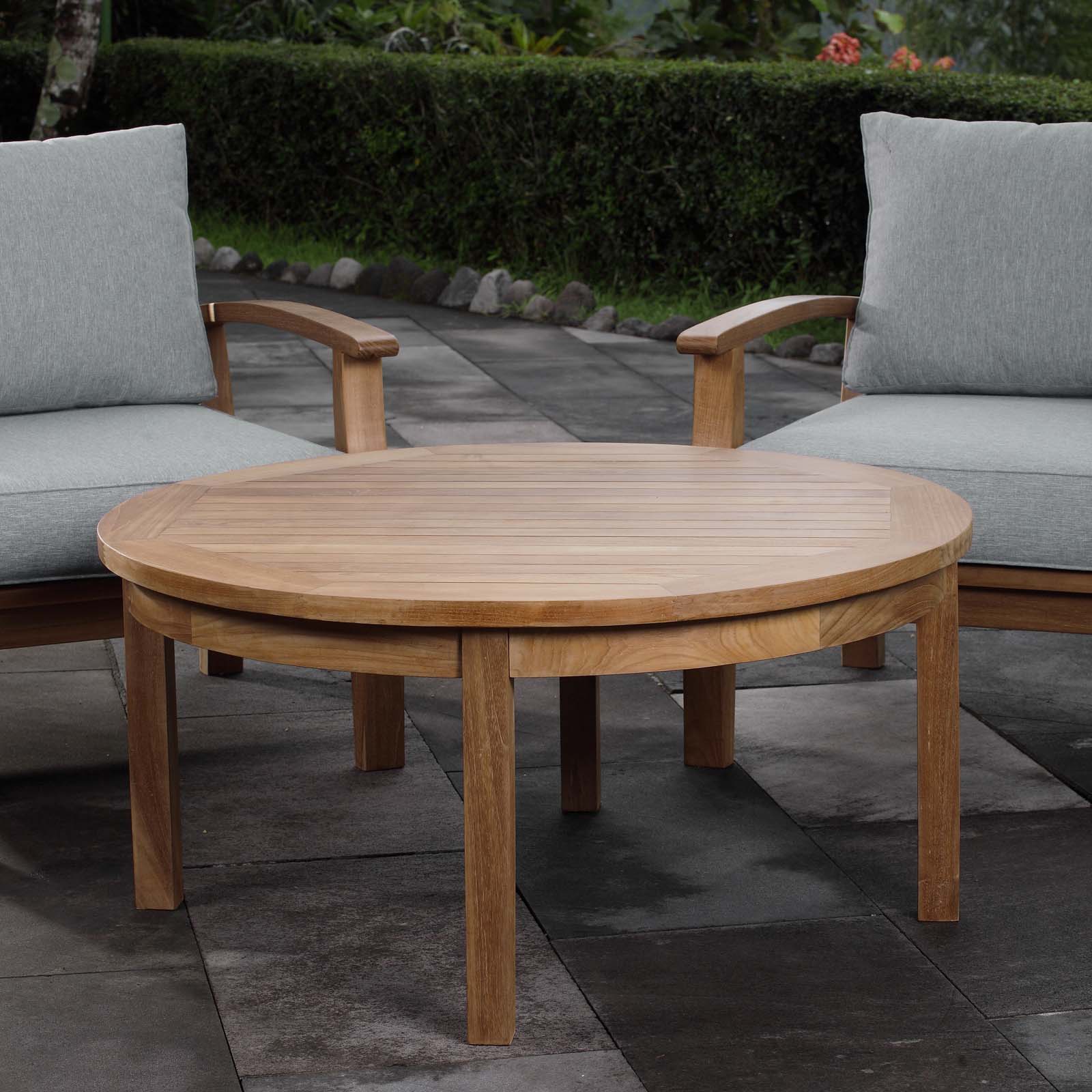 Round teak deals outdoor coffee table