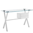 Shop Stasis Glass Top Office Desk for Modern Offices at BUILDMyplace