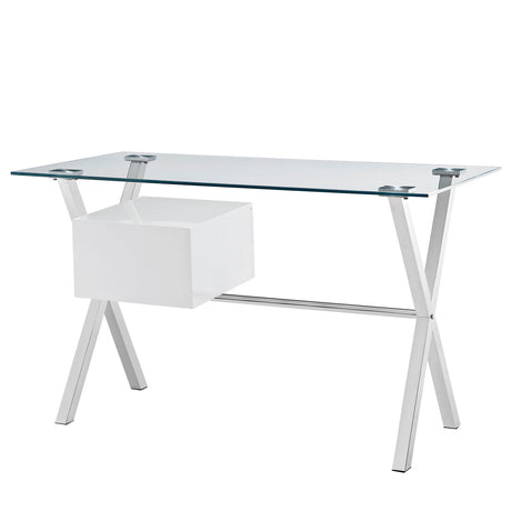 Stasis Contemporary Modern Glass Top Office Desk-Living room Furniture - BUILDMYPLACE