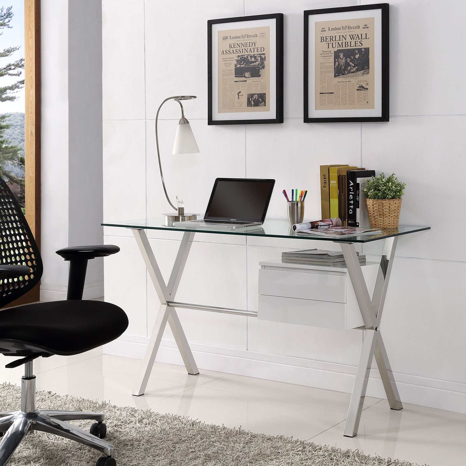 Shop Stasis Glass Top Office Desk for Modern Offices at BUILDMyplace