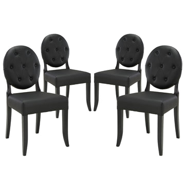 Button Tufted Vinyl Dining Side Chairs - Armless Kitchen And Dining Room Chairs