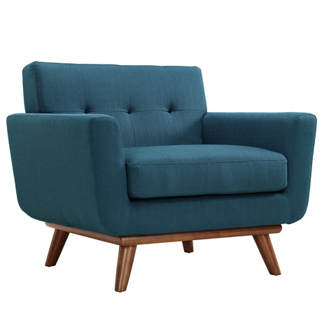 Modern Engage Fabric Armchairs - Loveseat Bedroom Wooden Legs Accent Chair - 3 Set - BUILDMYPLACE