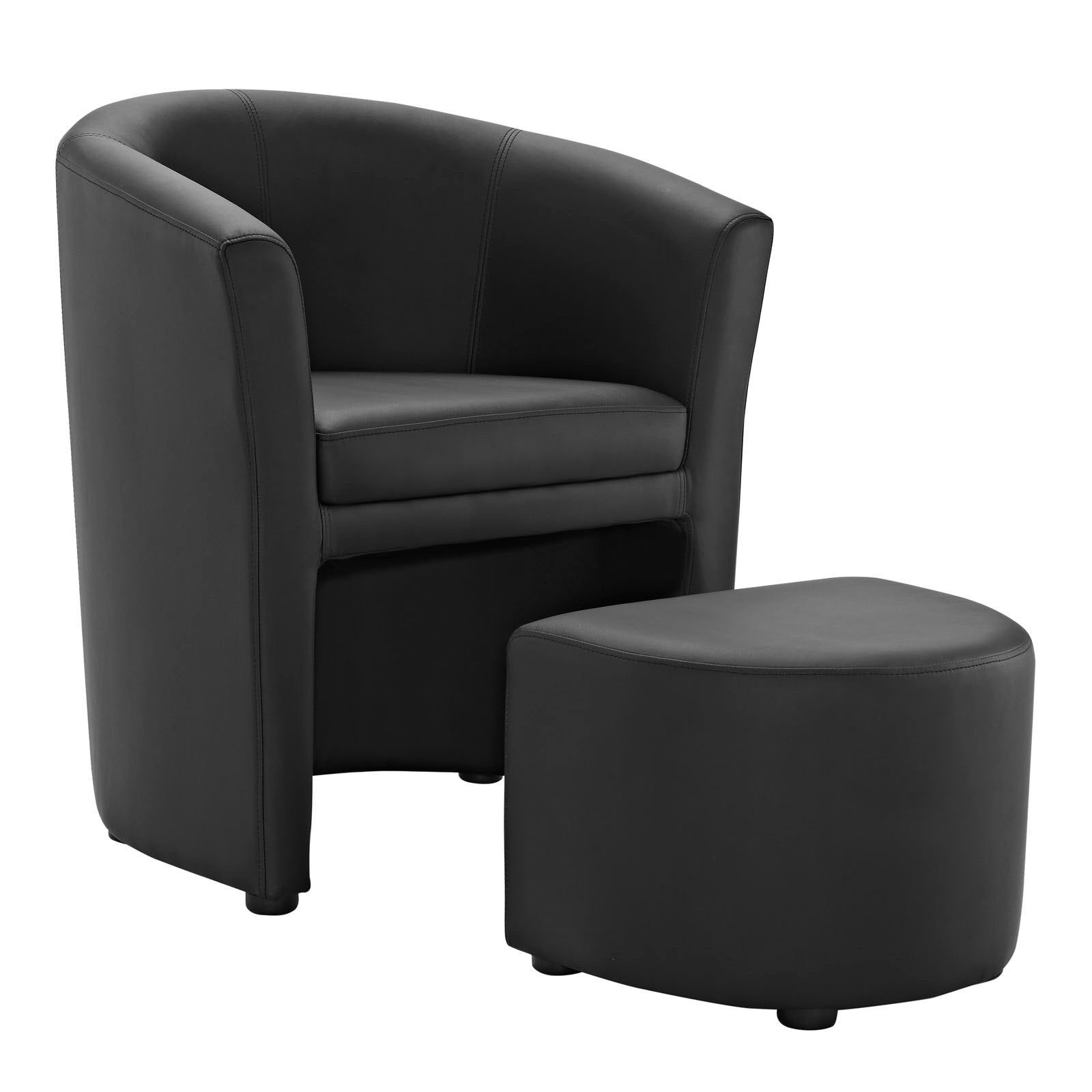 Divulge Faux Leather Armchair And Ottoman Set - Reclining Accent Chair - Back Support