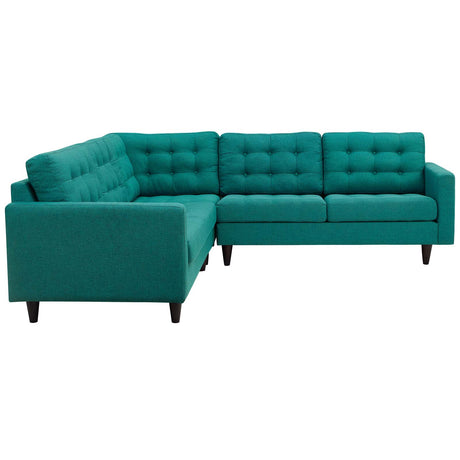 Mid Century Empress Club Armchair And Sofa - 3 - Set - Comfy Fabric Wooden Lounge Chair - BUILDMYPLACE