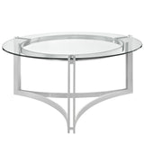 Modern Tempered Glass Signet Stainless Steel Coffee table - Cocktail Table - BUILDMYPLACE