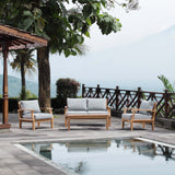 Marina 4 Piece Two Armchair Outdoor Patio Teak Set - BUILDMYPLACE