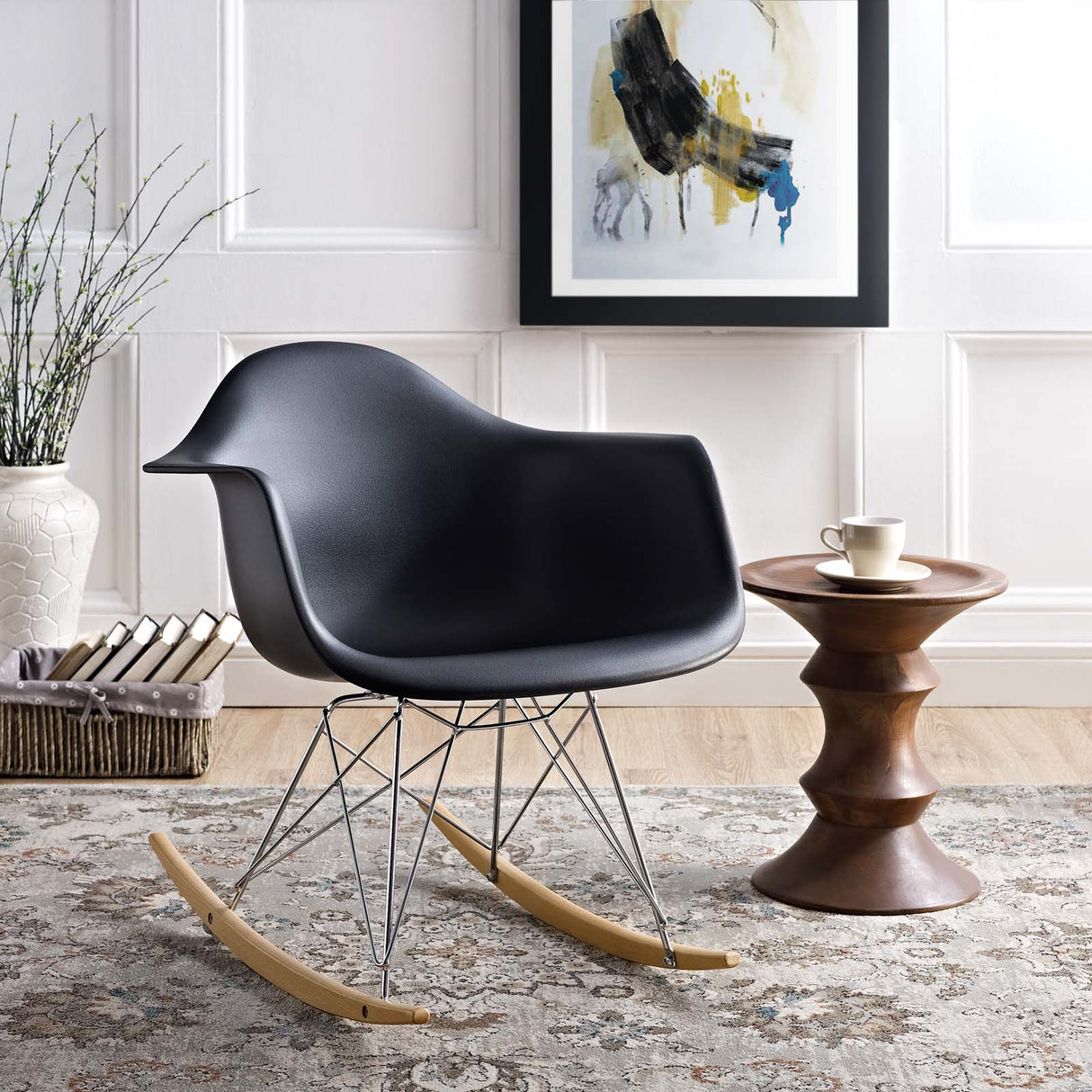 Mid - Century Modern Rocker Plastic Lounge Chair - Corner Reading Chair - BUILDMYPLACE